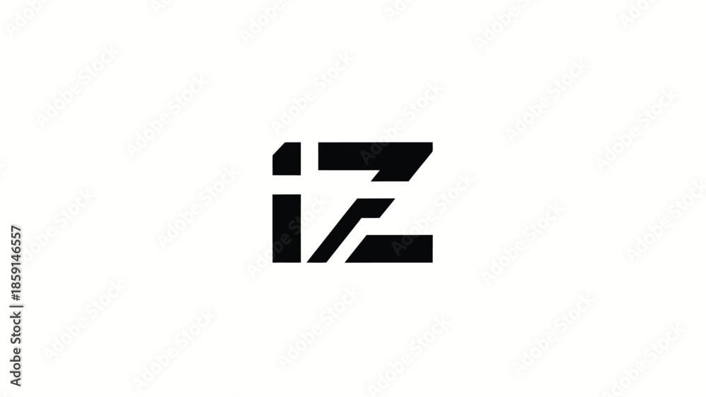 Obraz premium Abstract black and white logo design with the letters i and z.
