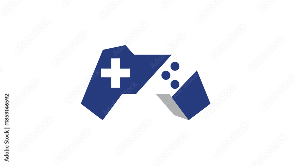 Fototapeta premium Abstract blue gaming controller logo design for video game entertainment.