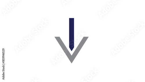 Abstract arrow symbol pointing downwards representing direction and guidance concept.
