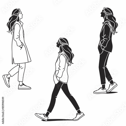 Three women walking
