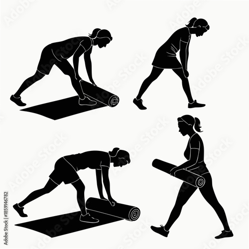 Yoga exercise silhouettes