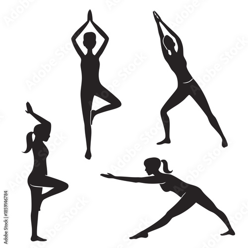 Yoga poses silhouettes