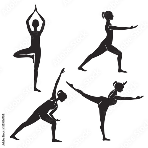 Yoga poses silhouettes