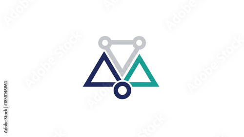 Abstract geometric design featuring interconnected triangles and circles, representing balance and connection.