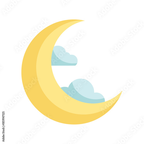Crescent Moon and Clouds for Nighttime Dreams