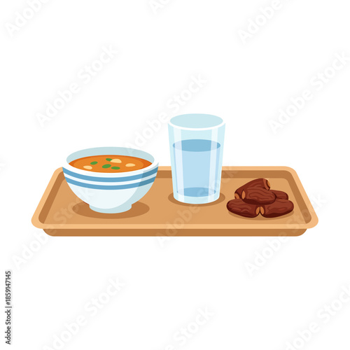 Meal Tray with Soup and Dates