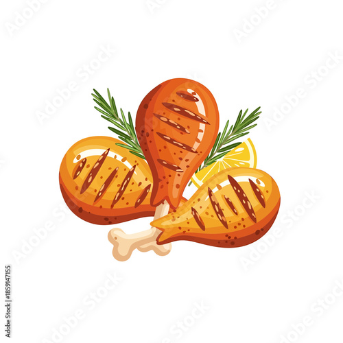 Grilled chicken drumsticks with herbs