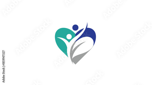 Heart-shaped logo with a person inside, representing health and wellness.