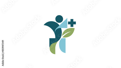 Abstract healthcare logo representing wellness, nature, and medical care.