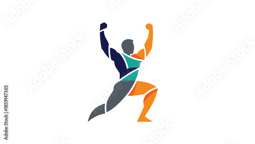 Abstract illustration of a person in a dynamic pose, celebrating success and achievement.