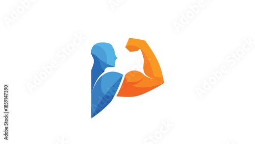 Abstract illustration of a strong person with muscular arm and head.