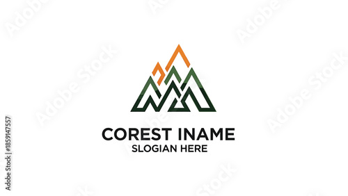 Abstract mountain logo design with multiple peaks and a modern aesthetic for outdoor brands.
