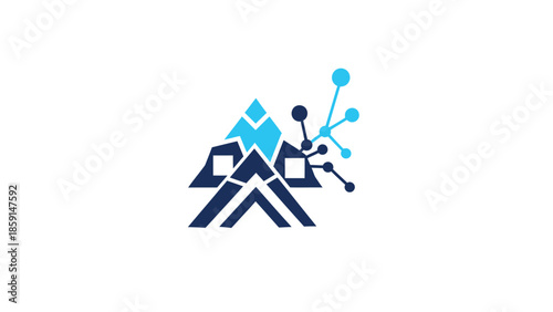 Abstract mountain logo representing technology and connectivity, modern design concept.