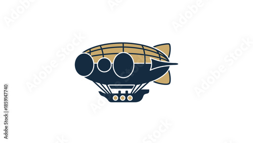 Airship Illustration - A Detailed Depiction of a Classic Airship in Flight.