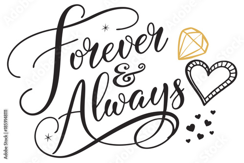 wall art with forever always in modern calligraphy