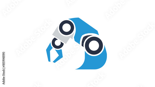 Blue robotic arm logo design for industrial automation and technology.