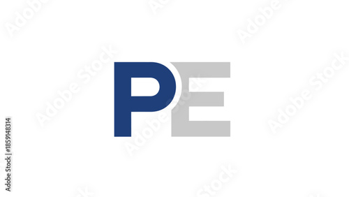 Blue and Gray PE Logo - A Modern and Minimalist Design.