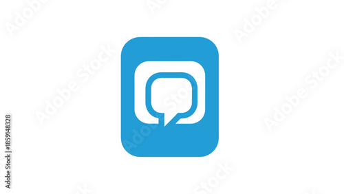Blue app icon with a speech bubble representing communication and messaging.