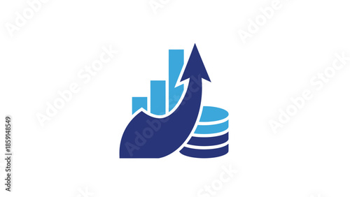 Business growth and financial data analysis represented by a graph and arrow.