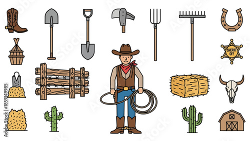 Western Cowboy and Rural Elements Collection.