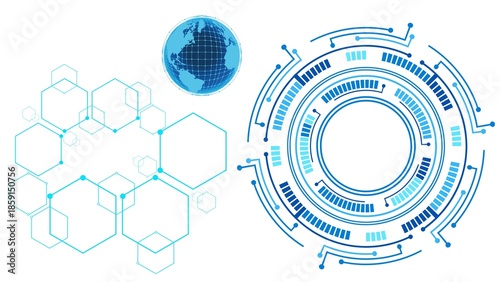 Modern technology and global connectivity concept with blue circuits