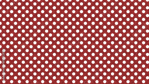 Schilderij op canvas seamless repeating geometric festive design polka dots pattern style of bold white color on Vibrant Red glitter texture background