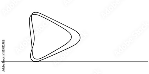 Continuous line drawing of play icon. Media, Video or music player button in linear style. One line drawing, Line art of pause button. Play icon in continuous line drawing style. pro vector