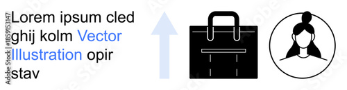 Career development, job promotion, business goals, corporate success, personal growth, skill enhancement. A briefcase, upward arrow and user profile icon. Career development and job promotion