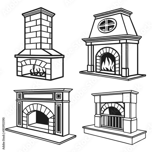 Four different fireplace designs