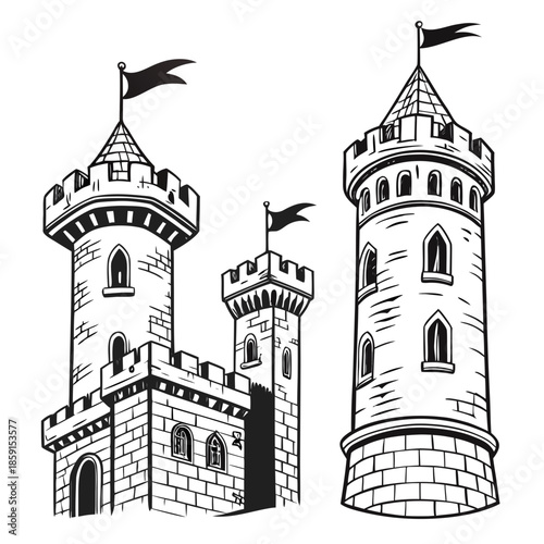 Medieval castle towers