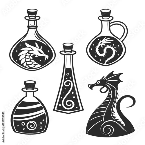 Fantasy potion bottles
