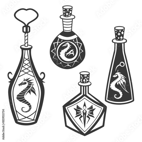 Fantasy potion bottles