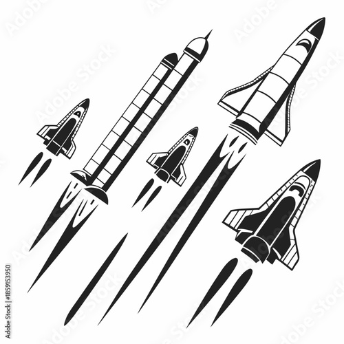 Illustration of rockets in flight
