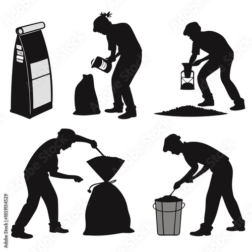 Silhouettes of people engaging in various activities