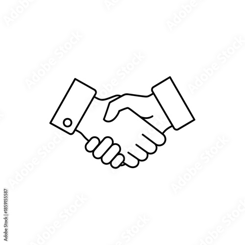 Handshake icon, business agreement, partnership, trust, collaboration, success, silhouette