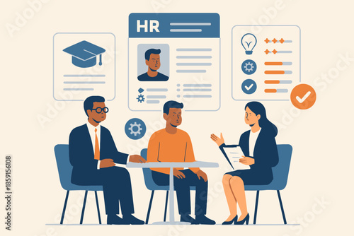 Job Interview HR professionals interviewing a candidate for a position.