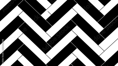 A black and white pattern with rectangular shapes interlaced to create a woven texture. Geometric. Minimalist design