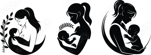 Mother Holding Baby Love Silhouette Illustration