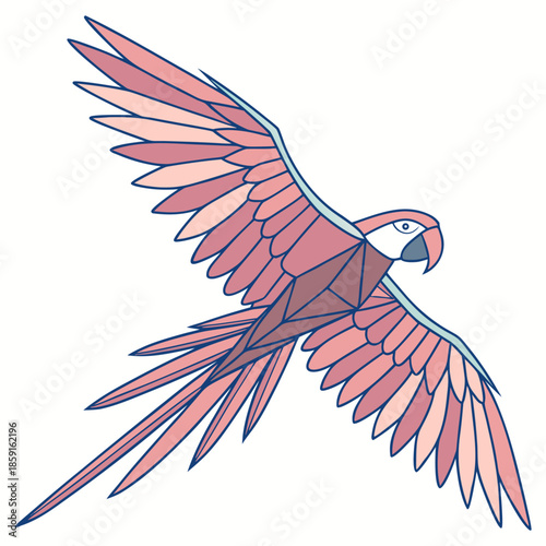 Colorful Geometric Parrot Flying Vector Illustration
