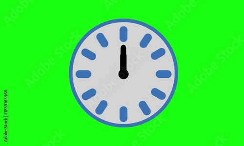 Simple yet elegant clock with its hands positioned at noon, set against a vibrant green backdrop