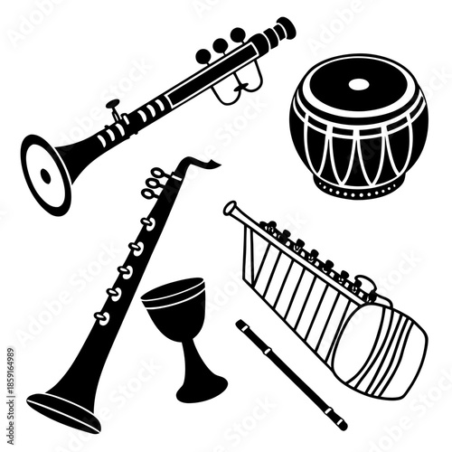 Collection of traditional musical instruments
