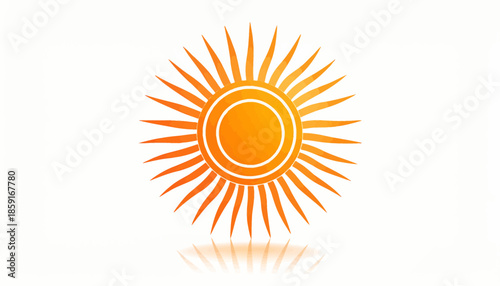 Stylized illustration of a radiant sun with radiating light rays, evoking warmth and illumination, perfect for representing sunshine and energy concepts