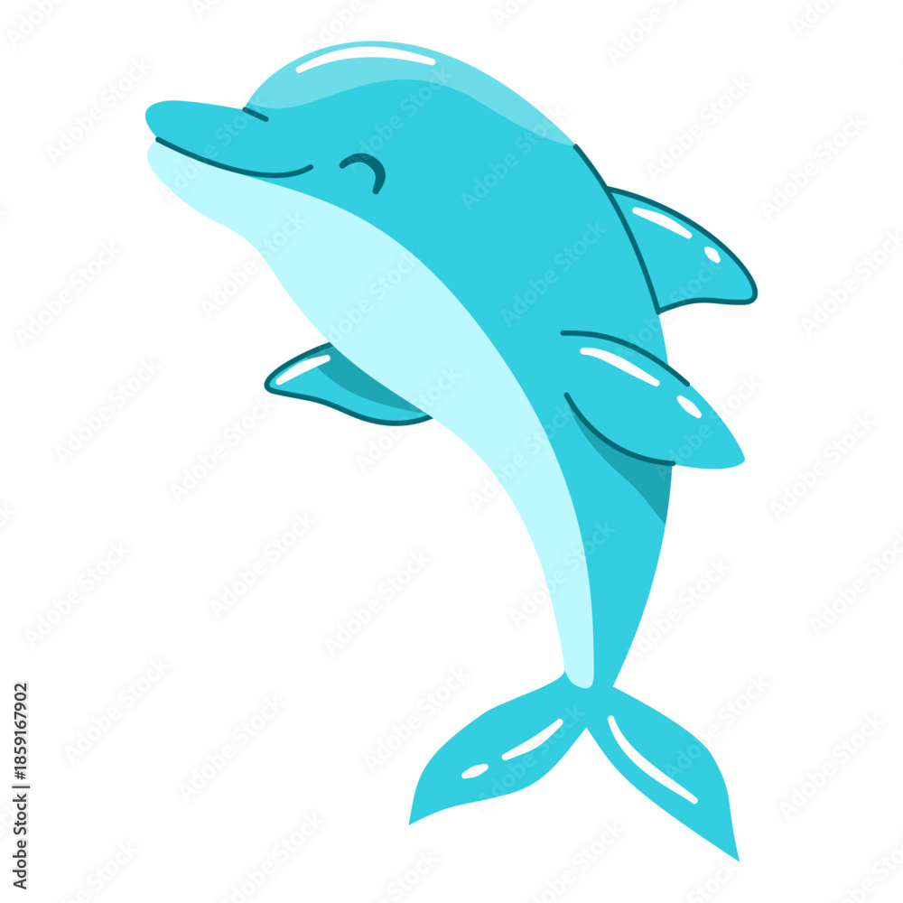 Fototapeta premium Cheerful Dolphin Performing Illustration. Isolated Vector Cartoon Character