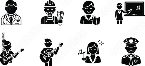 An extensive collection of business management and growth glyph icons on a clean white background