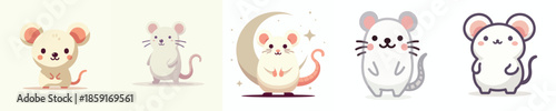 shio rat vector. Vector, minimalist, illustration, icon set.