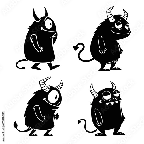 Four cartoon monsters