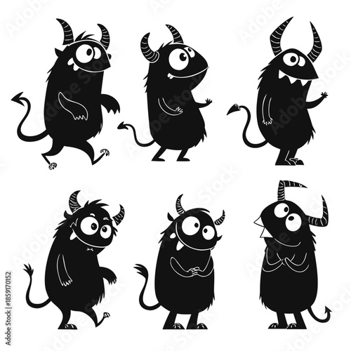 Collection of cartoon devil characters