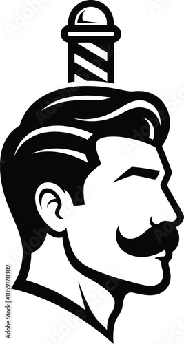A stylized black and white logo featuring a man's face with glasses and beard.