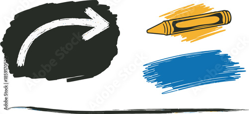 Dynamic hand drawn arrows pointing in all directions, perfect for creative projects or adding a unique touch, communicating concepts, and guiding attention