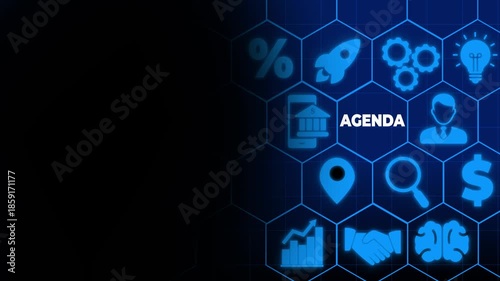 Agenda meeting appointment activity information concept. List of meeting activities in the order to be taken up, beginning with the call to order, ending with adjournment. Touching agenda